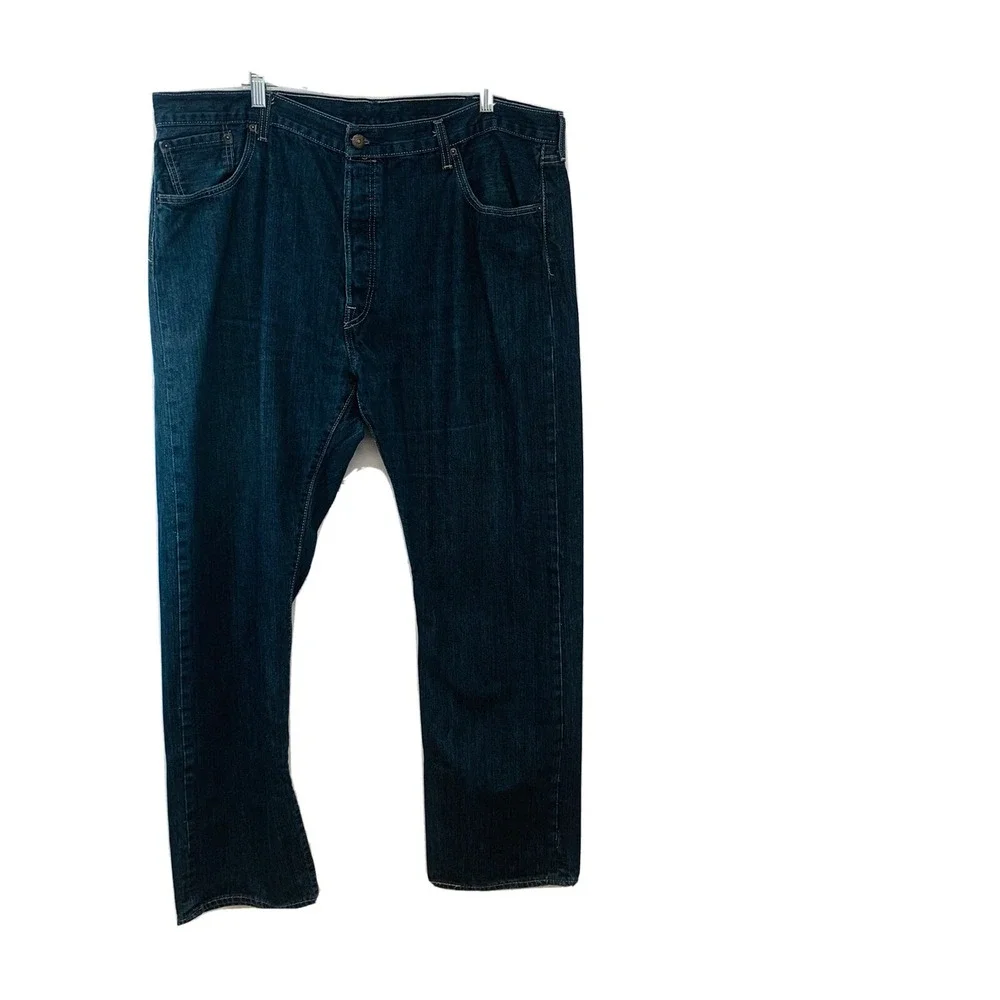 Levis  501 Jeans Men 42X32 Straight Blue Dark Wash 100% Cotton Casual Workwear